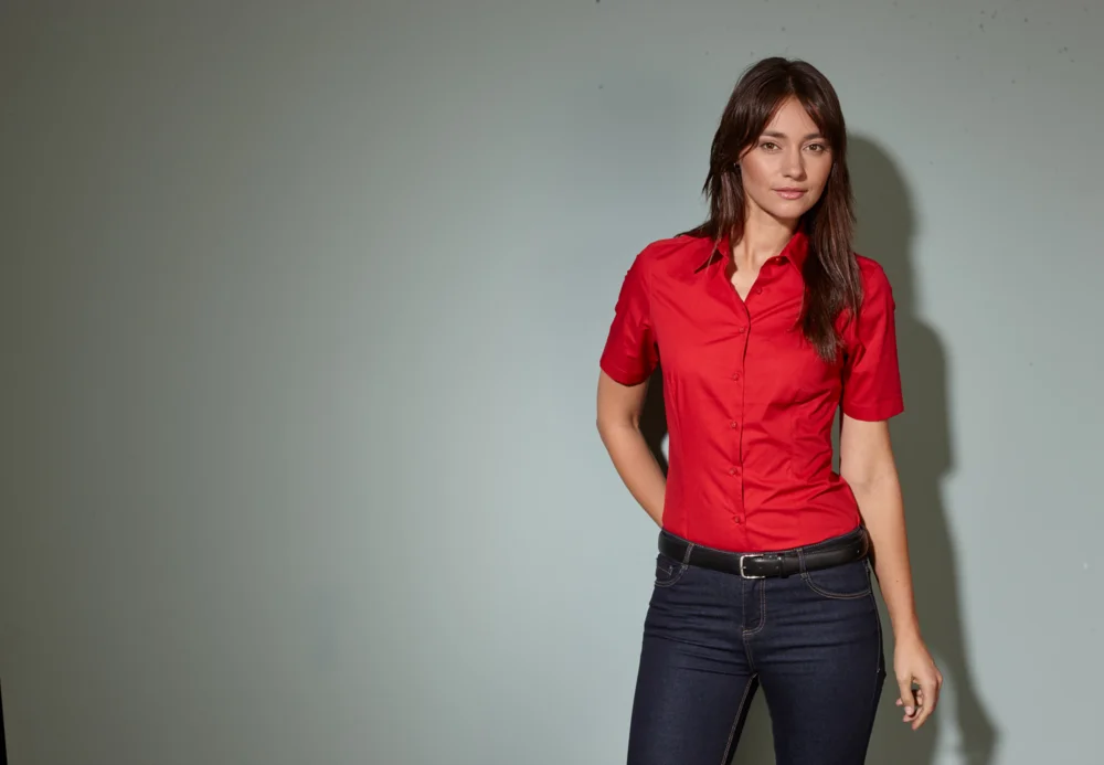 Popeline Business Bluse kurzarm