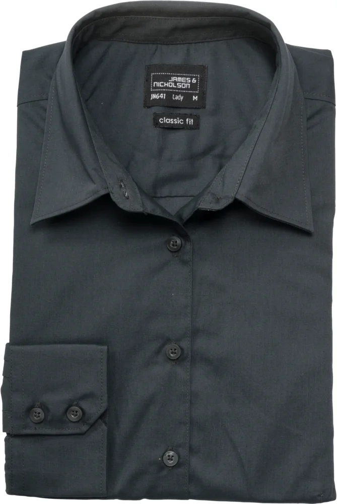 Popeline Business Bluse langarm