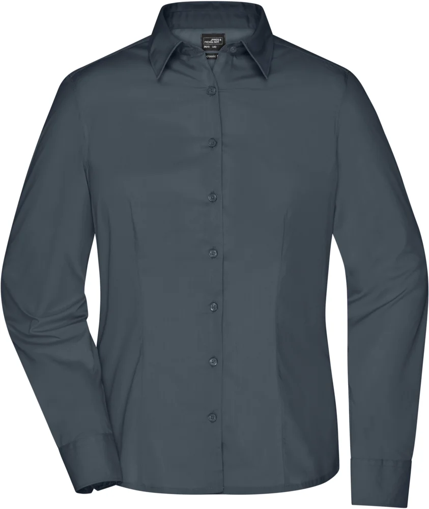 Popeline Business Bluse langarm