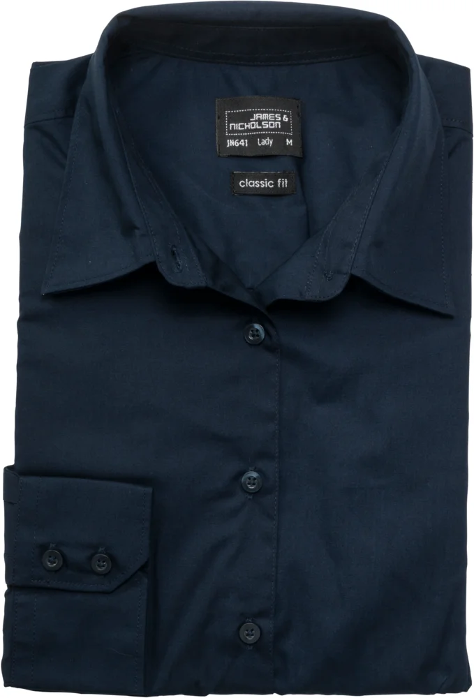 Popeline Business Bluse langarm