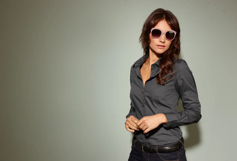 Popeline Business Bluse langarm
