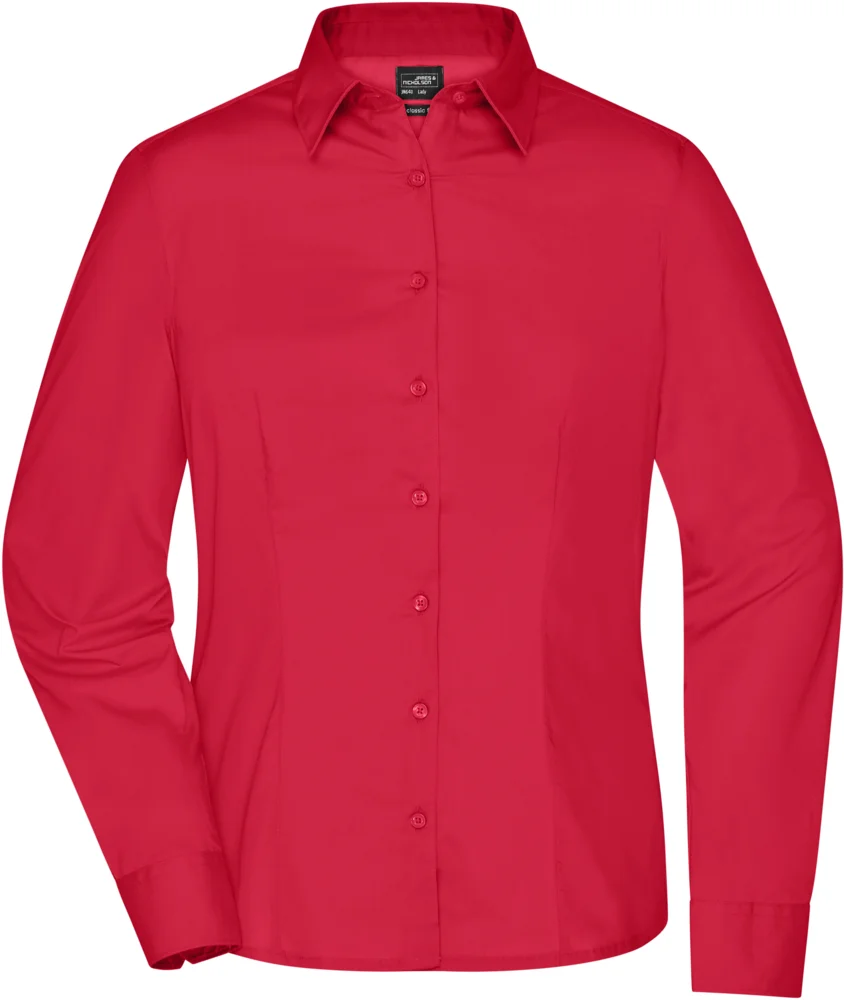 Popeline Business Bluse langarm