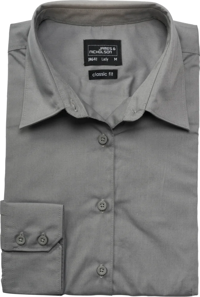 Popeline Business Bluse langarm