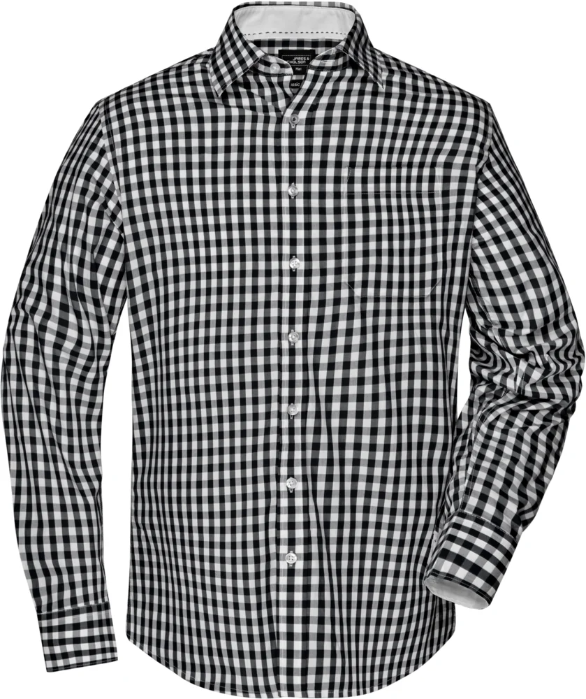 Popeline Karo Bluse langarm