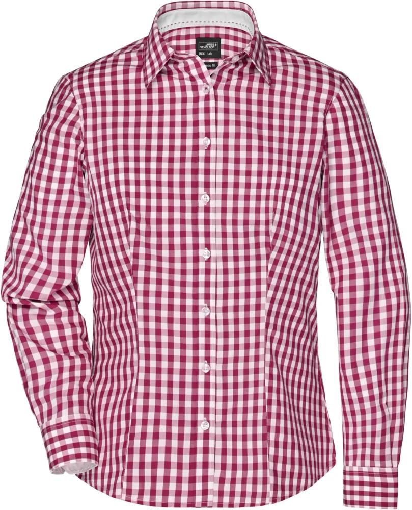 Popeline Karo Bluse langarm