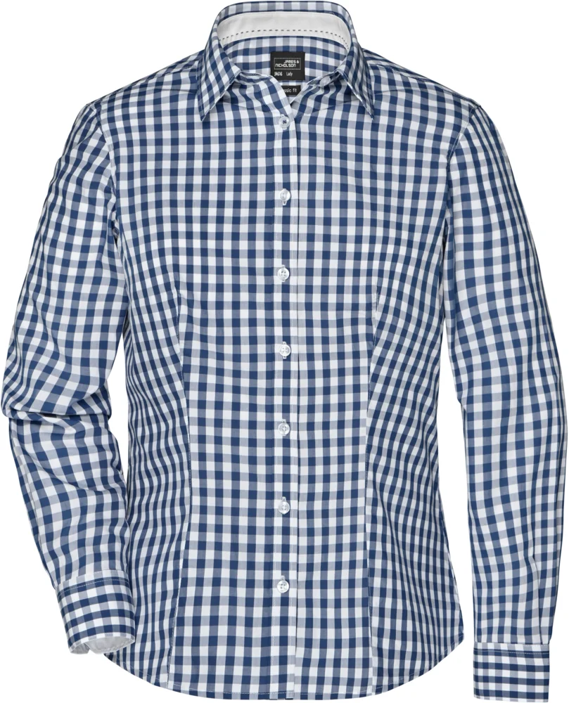Popeline Karo Bluse langarm