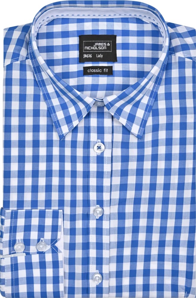 Popeline Karo Bluse langarm