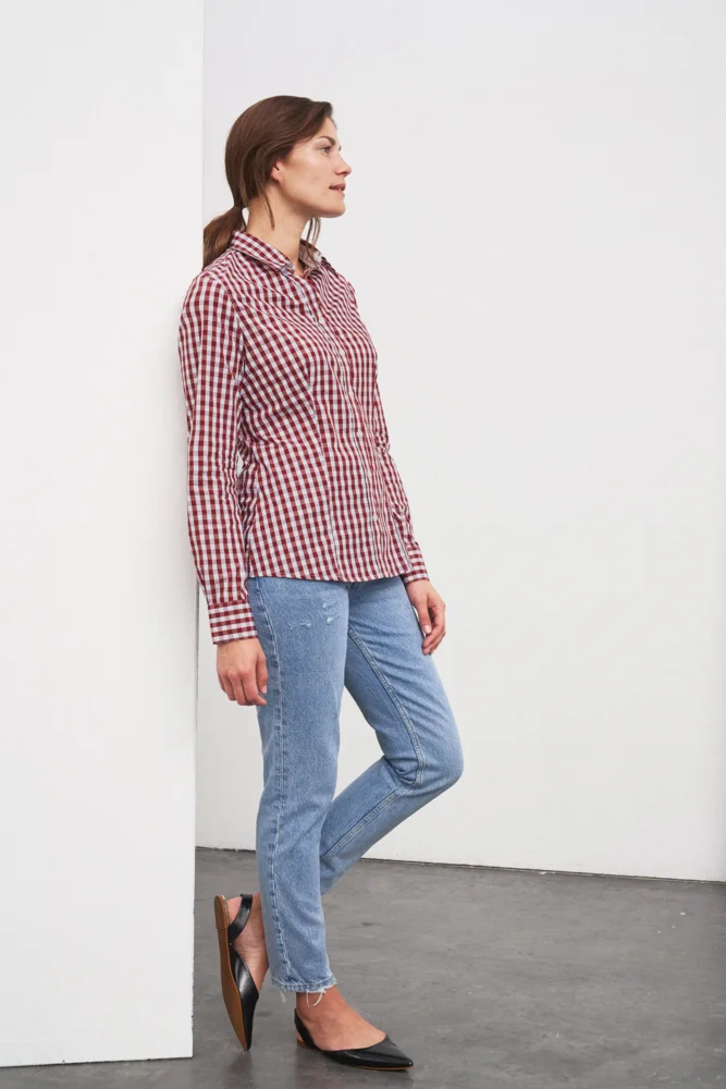Popeline Karo Bluse langarm