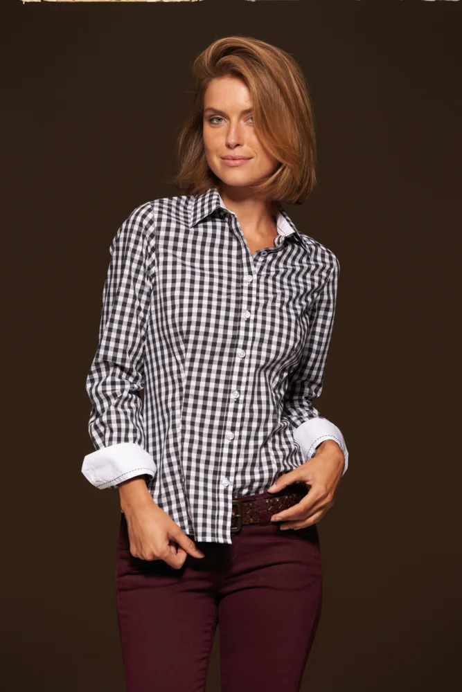 Popeline Karo Bluse langarm