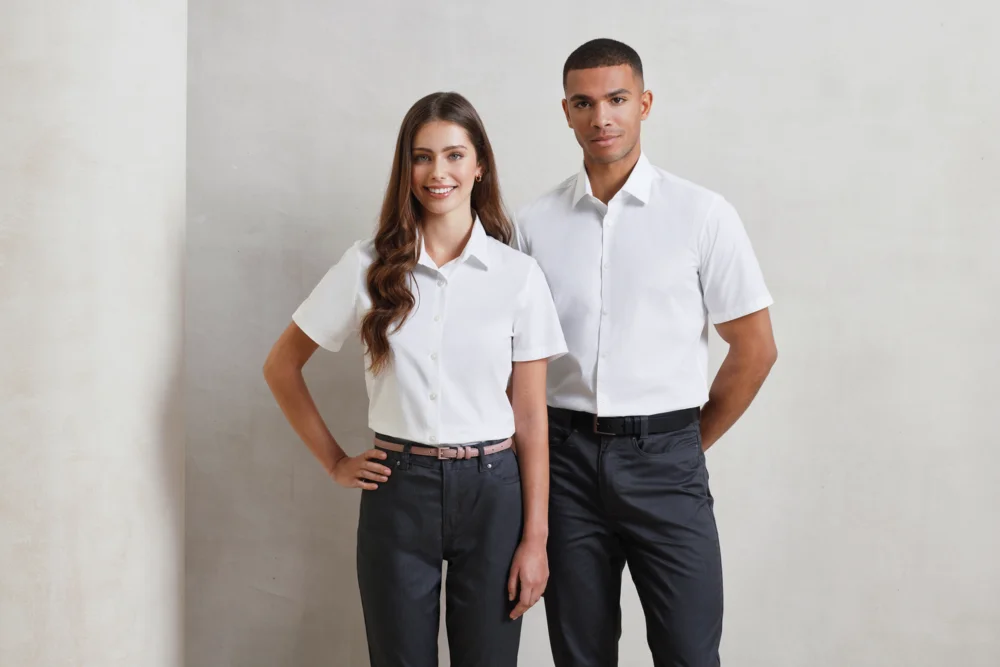 Popeline Stretch Bluse kurzarm