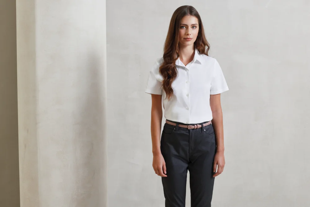 Popeline Stretch Bluse kurzarm