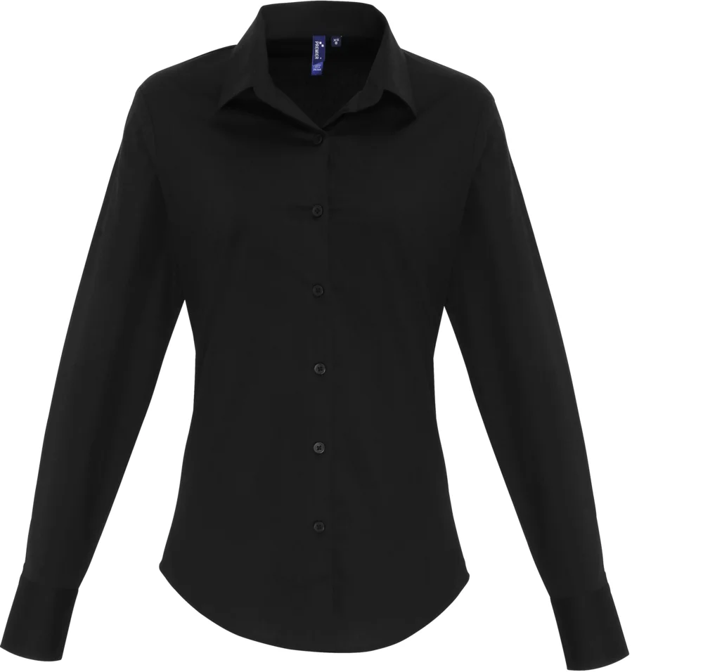 Popeline Stretch Bluse langarm