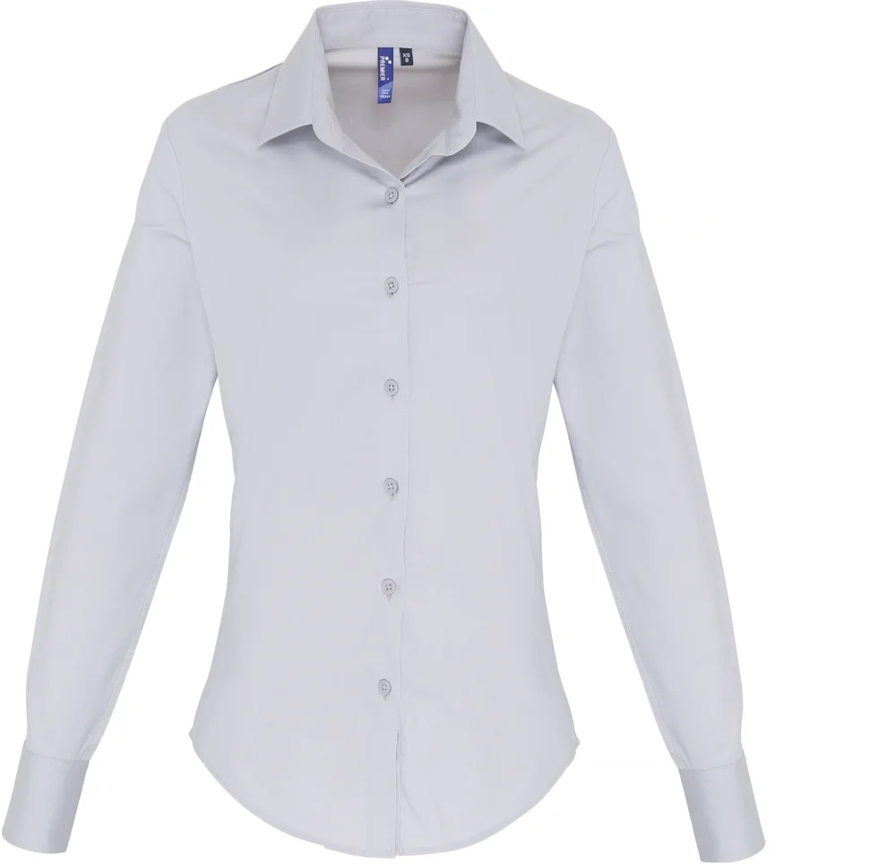 Popeline Stretch Bluse langarm