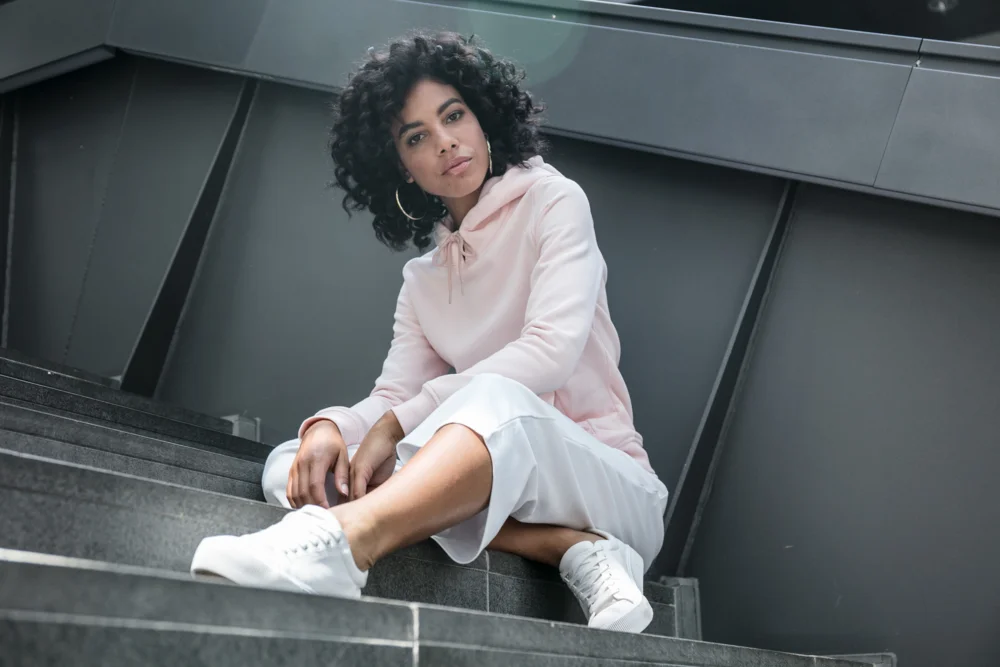 Schwerer Damen Kapuzen Sweater