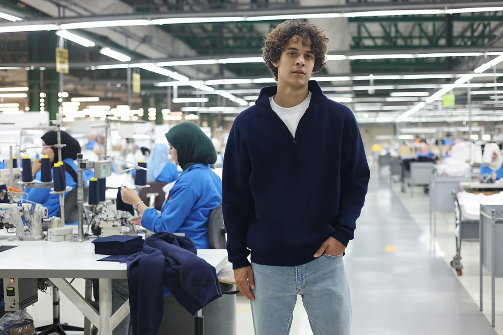 Schwerer Sweater mit 1/4 Zip