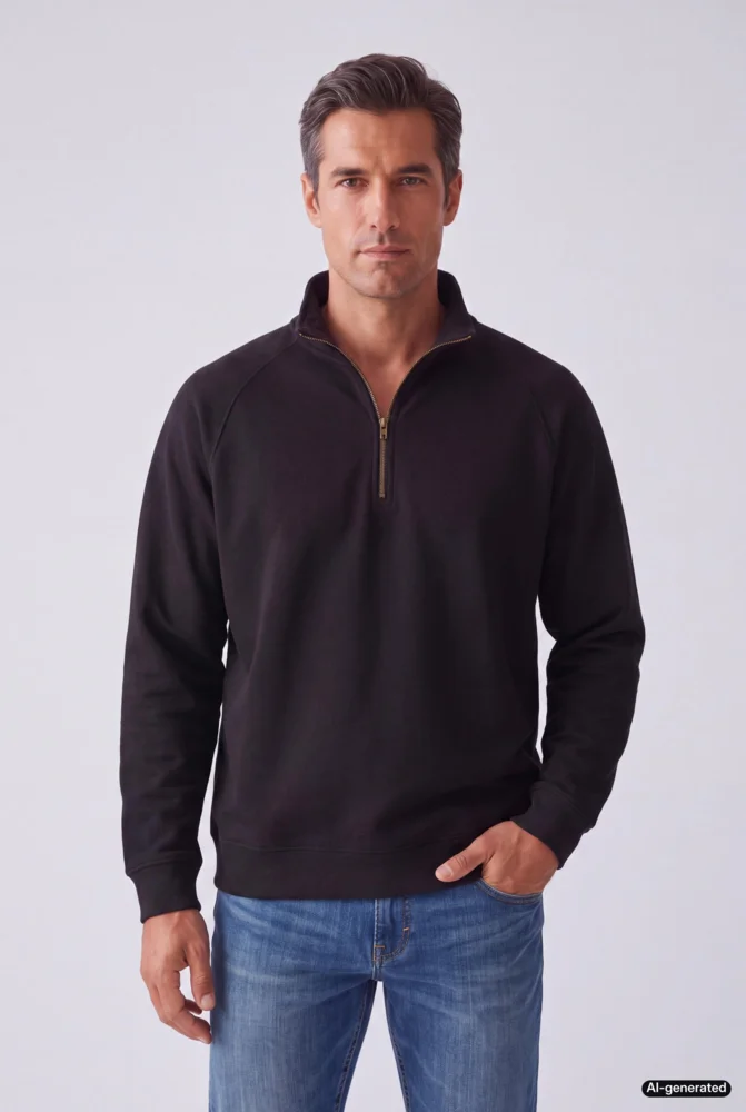Schwerer Sweater mit 1/4 Zip