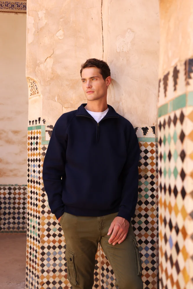 Schwerer Sweater mit 1/4 Zip