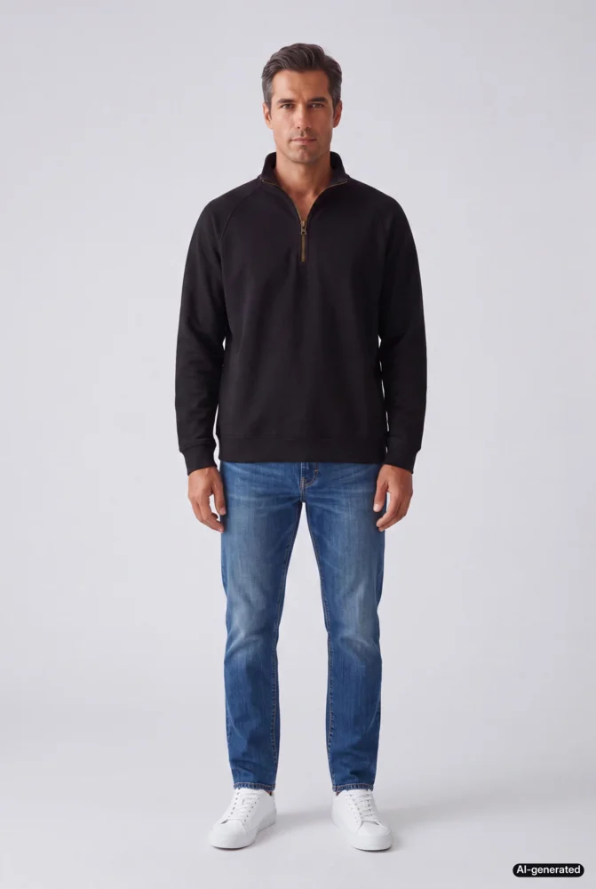 Schwerer Sweater mit 1/4 Zip