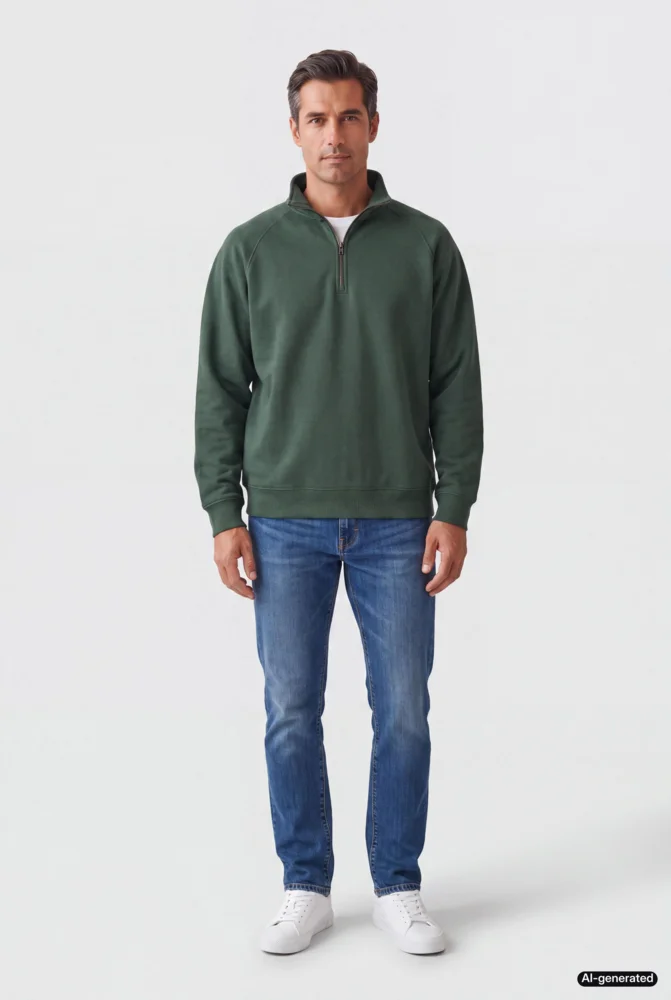 Schwerer Sweater mit 1/4 Zip