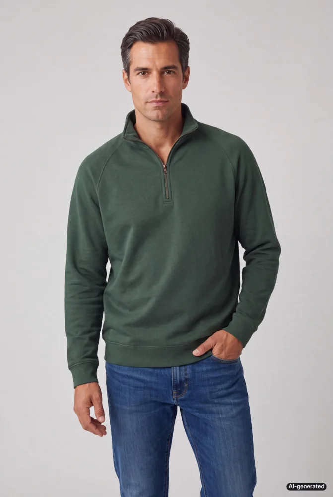 Schwerer Sweater mit 1/4 Zip