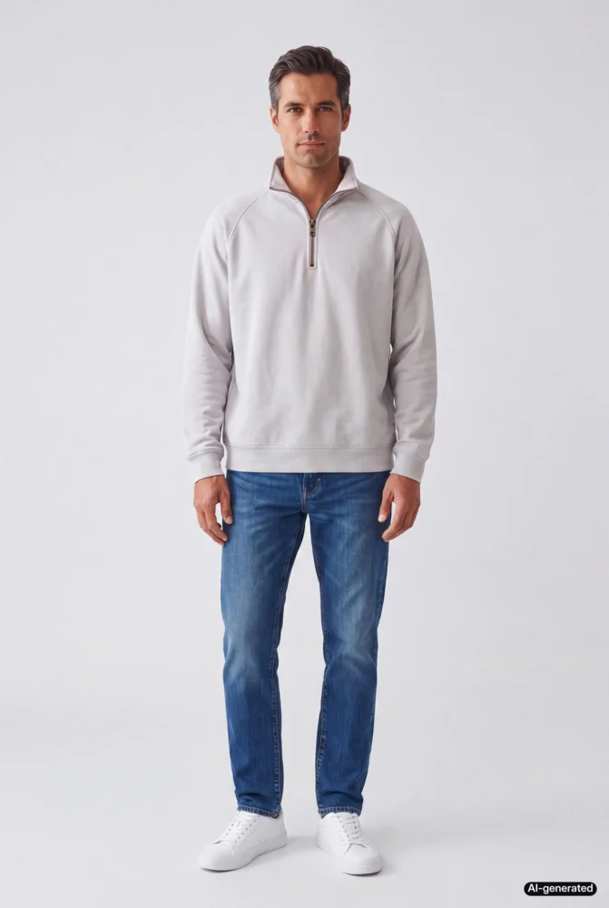 Schwerer Sweater mit 1/4 Zip