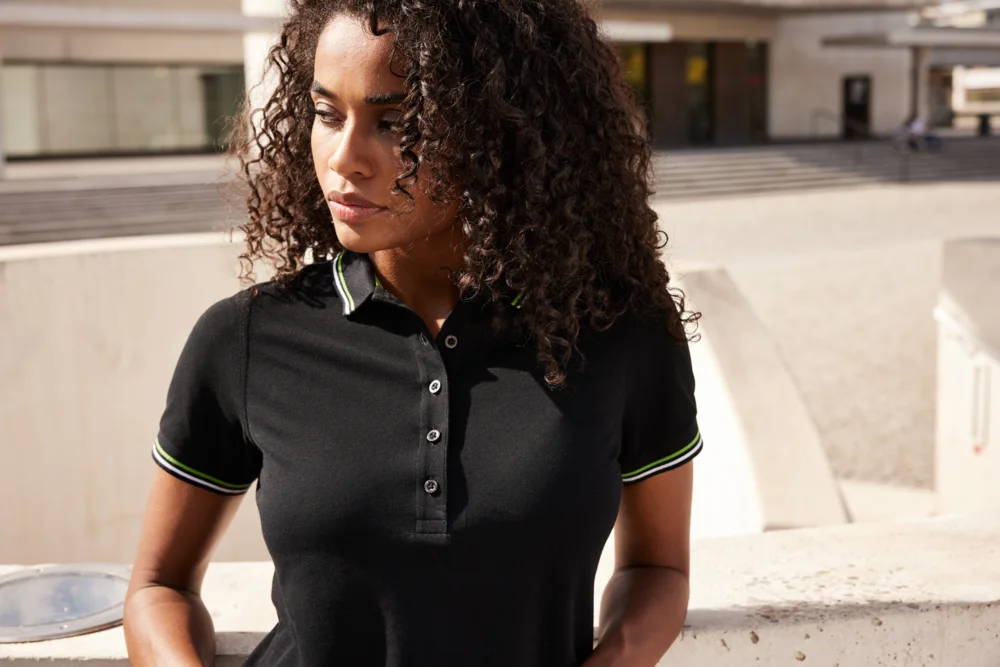 Heavy Ladies' Piqué Polo with contrasting Stripes