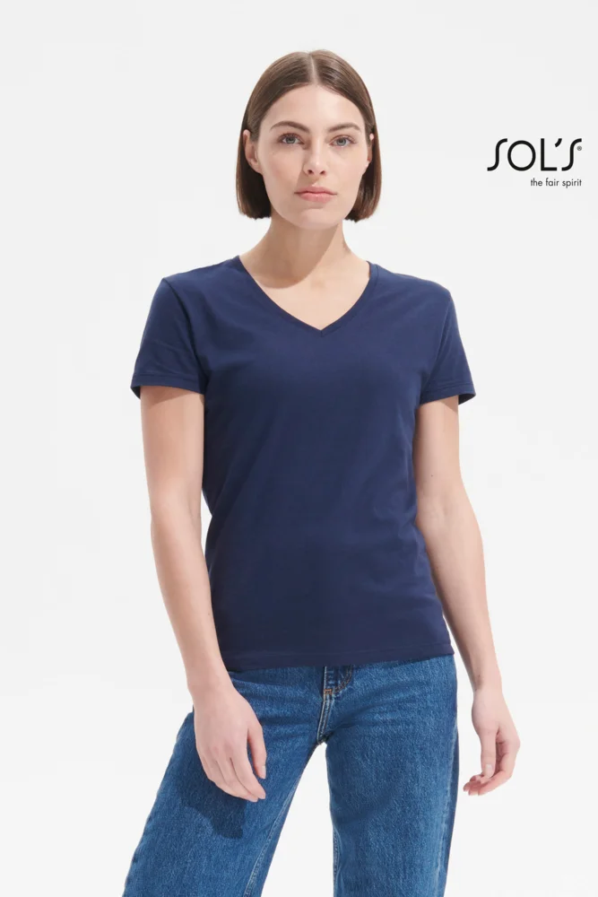Schweres Damen V-Ausschnitt T-Shirt