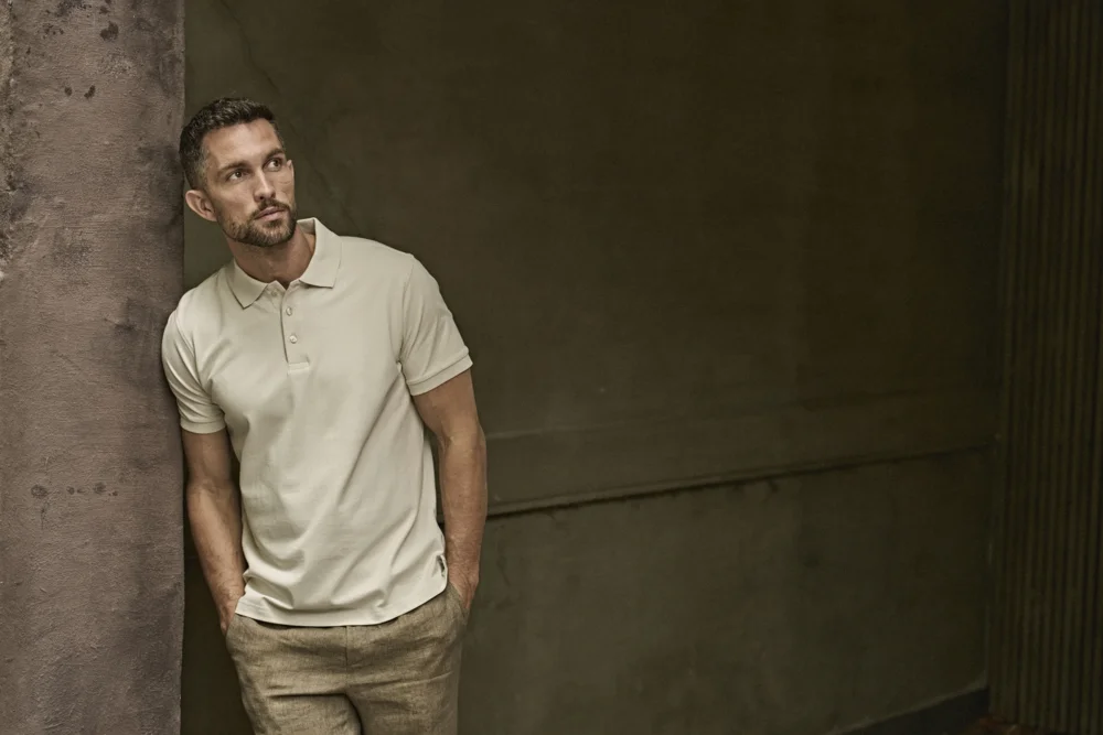 Heavyweight men's luxury stretch piqué polo