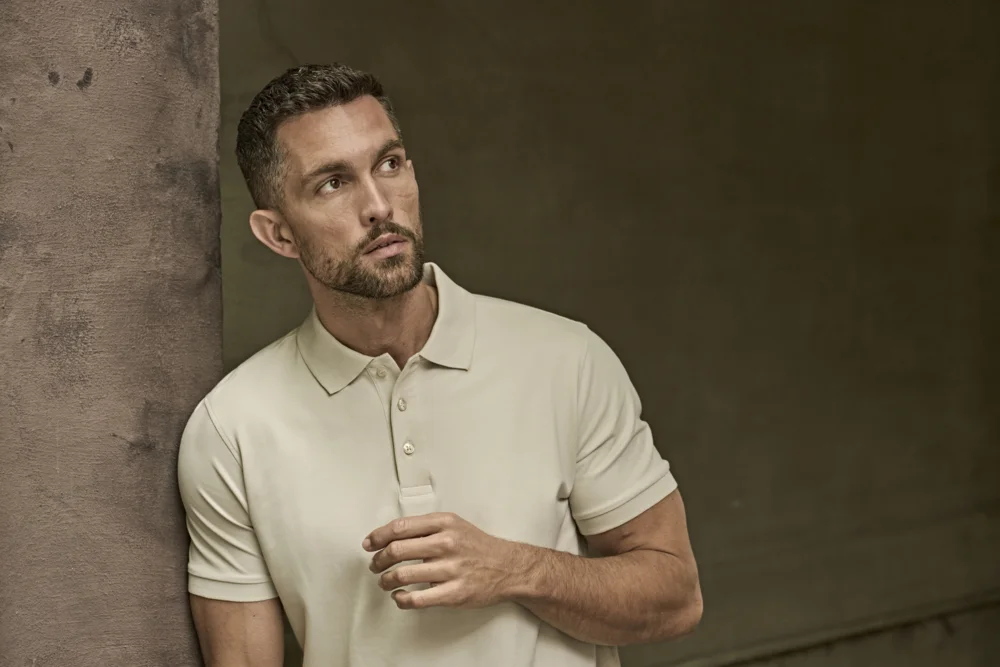 Heavyweight men's luxury stretch piqué polo