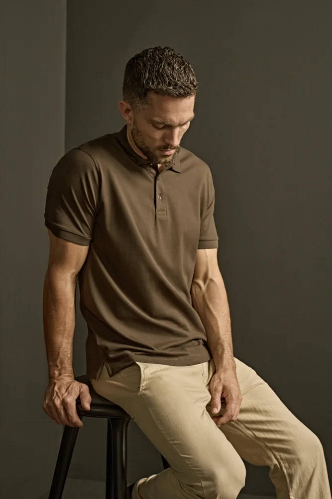 Heavyweight men's luxury stretch piqué polo