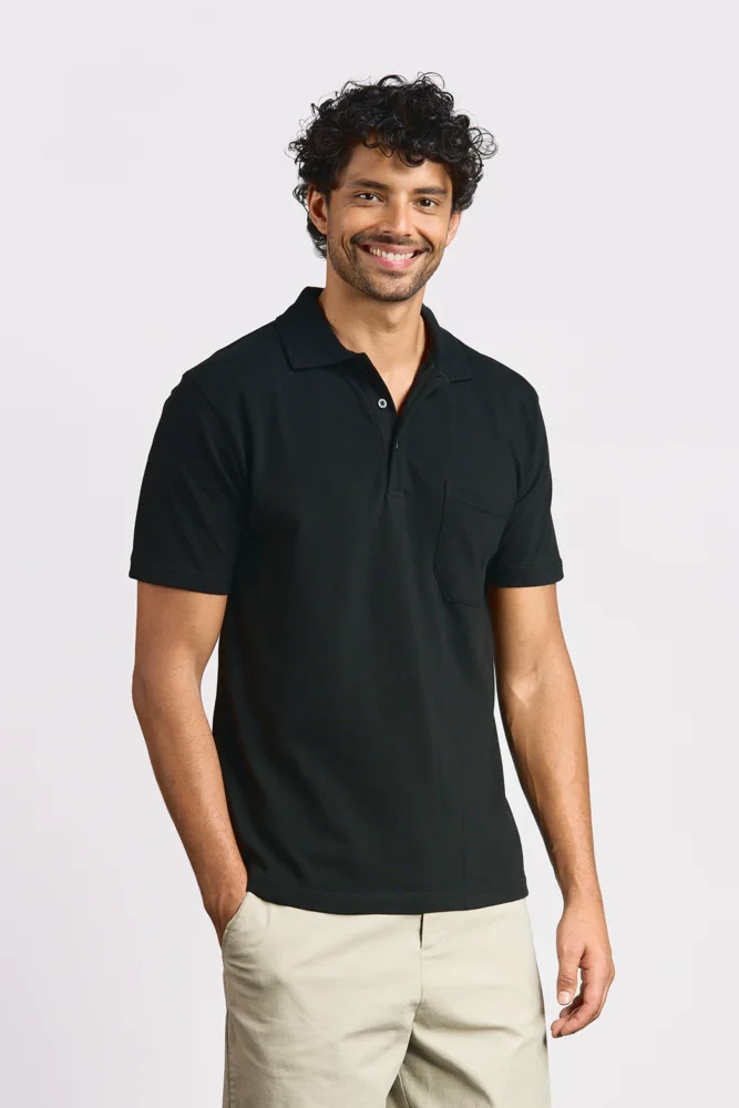 Schweres Herren Piqué Polo mit Brusttasche