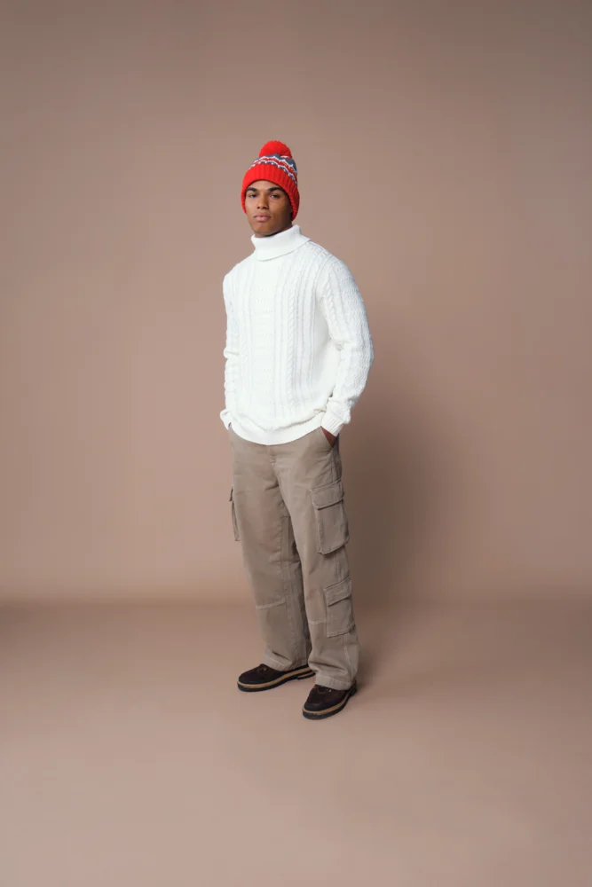 Strickmütze mit Pompon "Retro Ski"