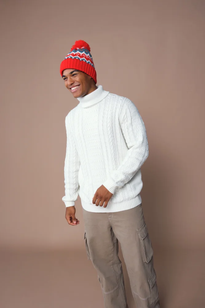 Strickmütze mit Pompon "Retro Ski"