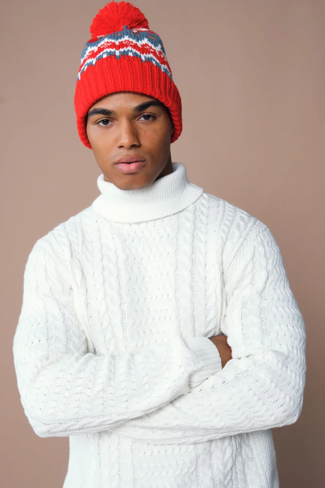 Strickmütze mit Pompon "Retro Ski"