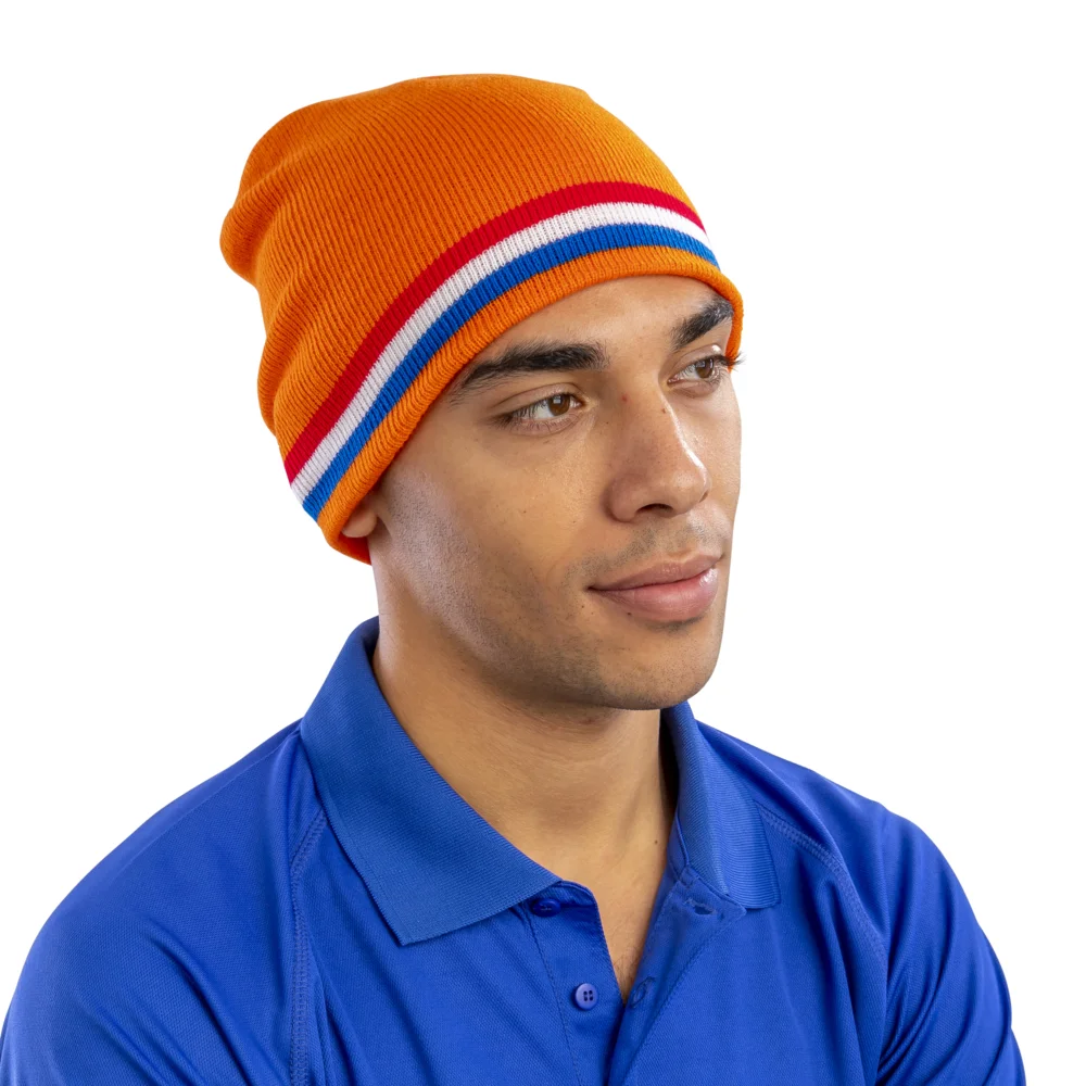 Knitted Hat with contrasting Stripes
