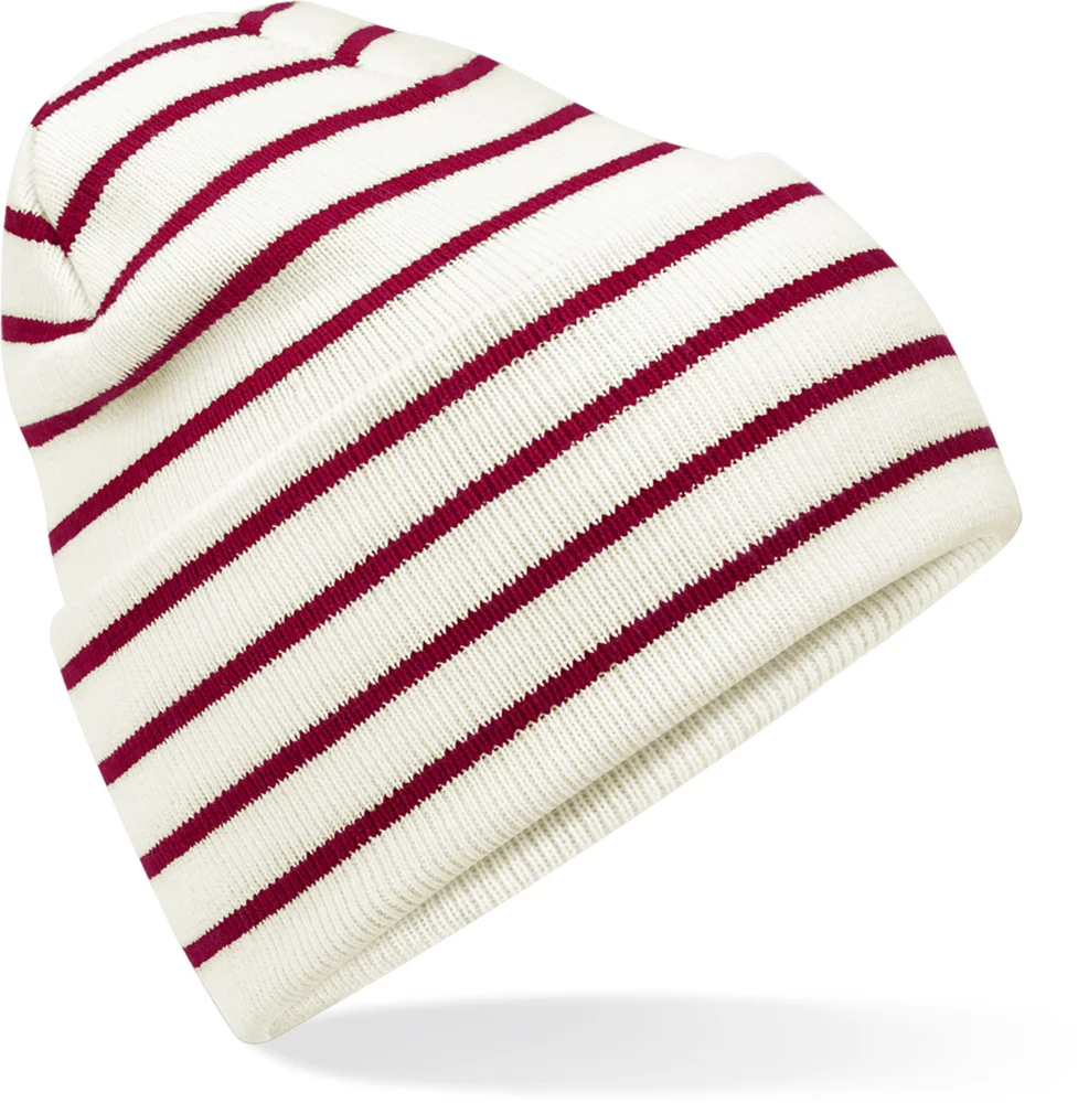 Strickmütze mit Streifen und Umschlag