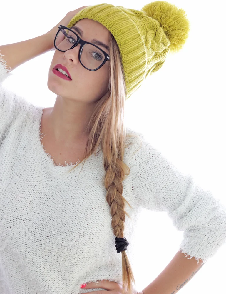 Knitted Beanie with Cable Pattern