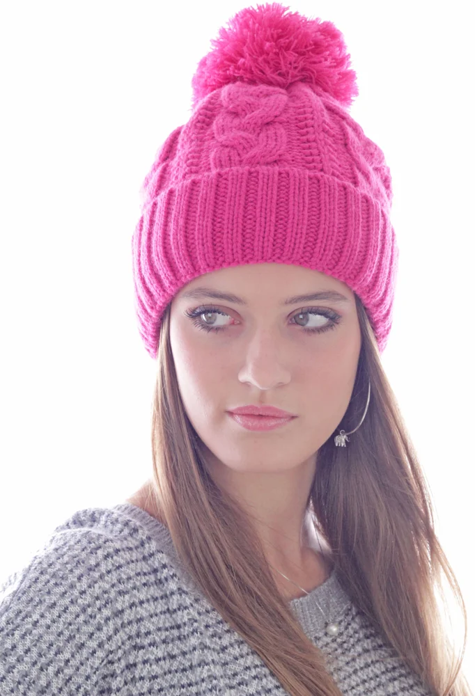 Knitted Beanie with Cable Pattern