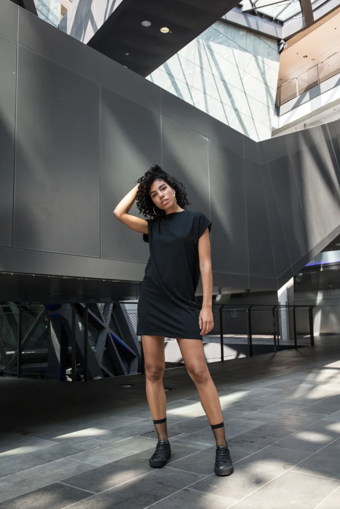 T-shirt Dress with stand-up collar