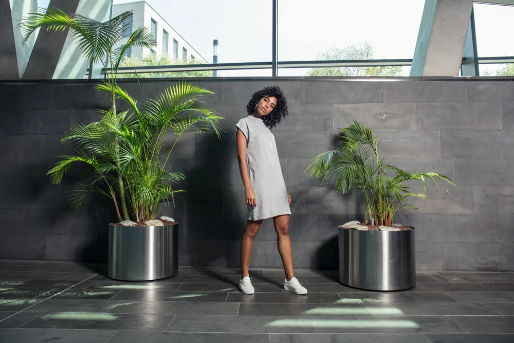 T-shirt Dress with stand-up collar