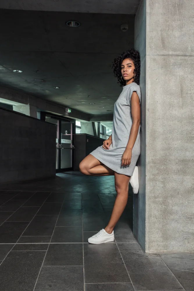T-shirt Dress with stand-up collar