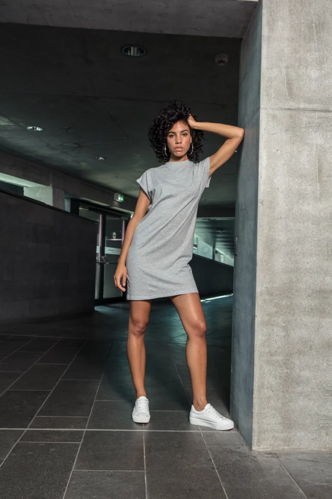 T-shirt Dress with stand-up collar