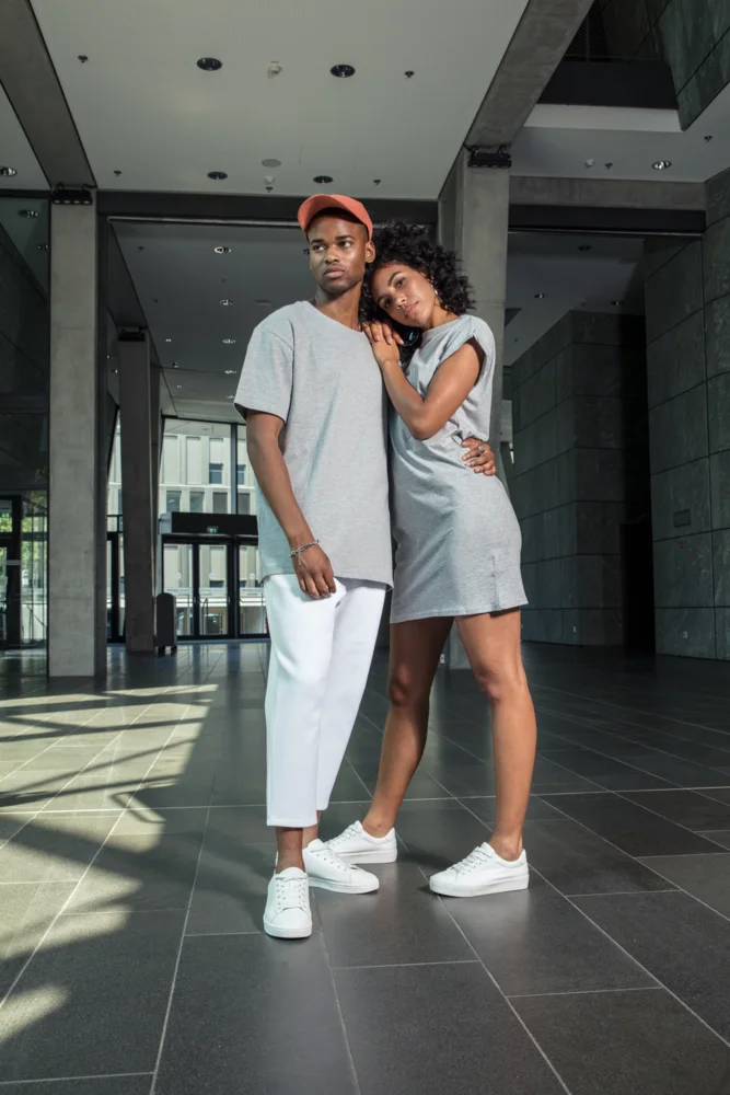 T-shirt Dress with stand-up collar