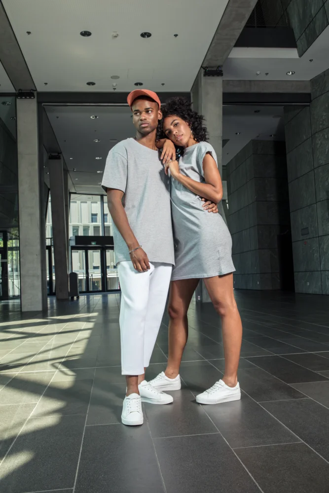 T-shirt Dress with stand-up collar