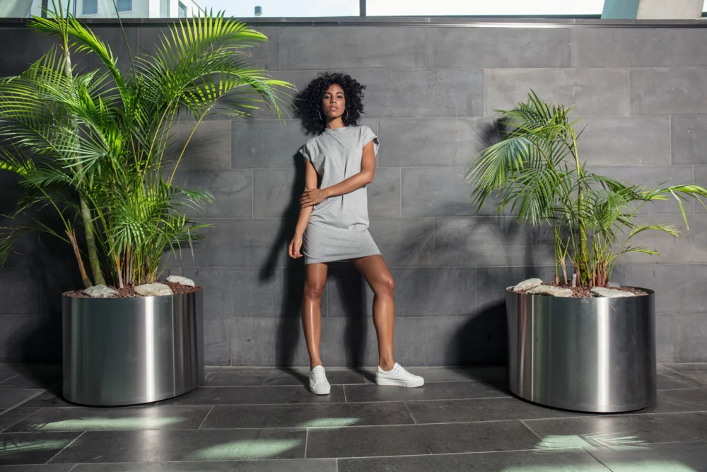 T-shirt Dress with stand-up collar
