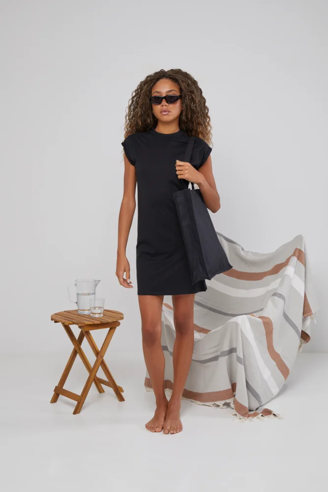 T-shirt Dress with stand-up collar