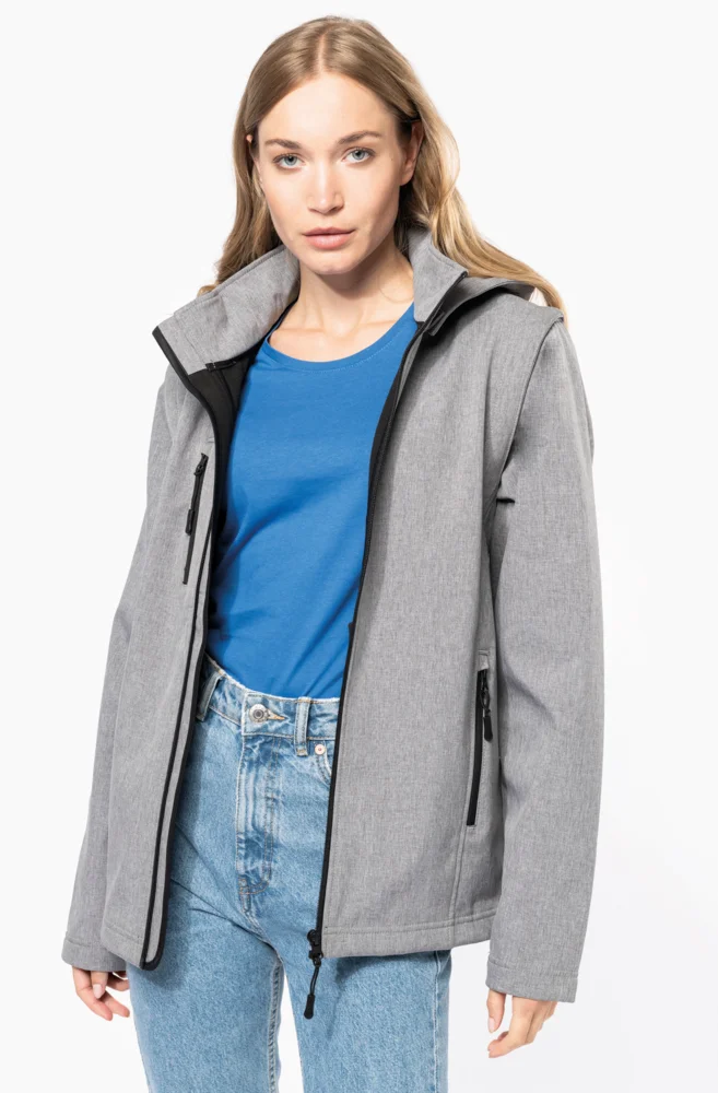 Unisex 3 -layer hooded softshell jacket