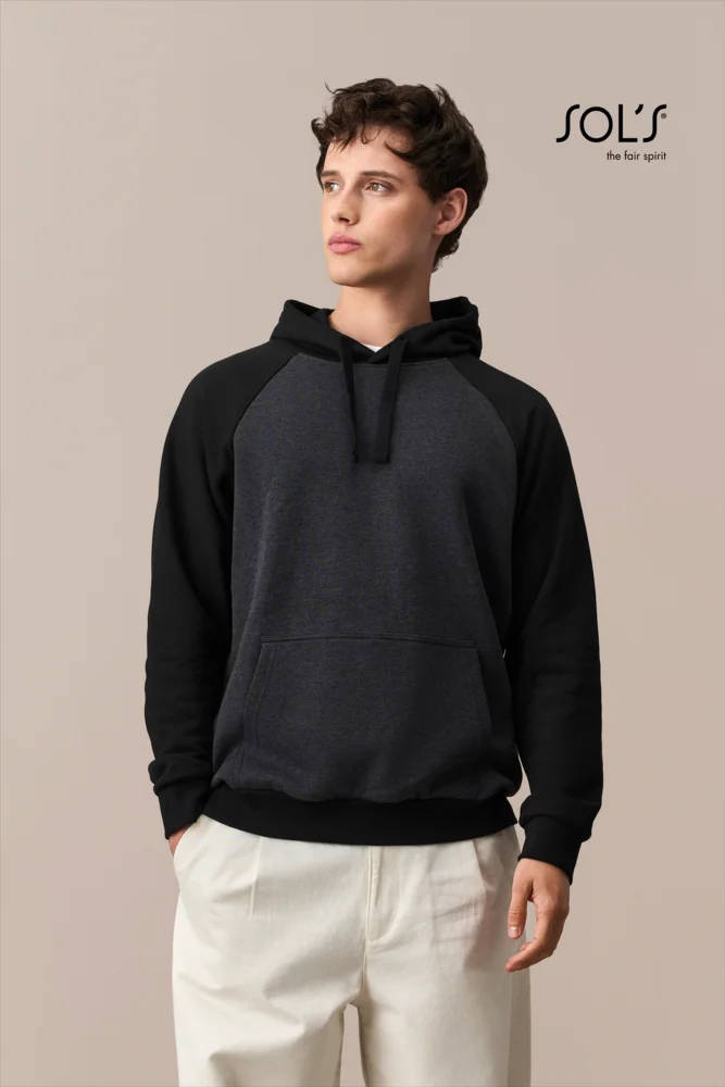 Unisex Raglan Kapuzen Sweater 2-farbig