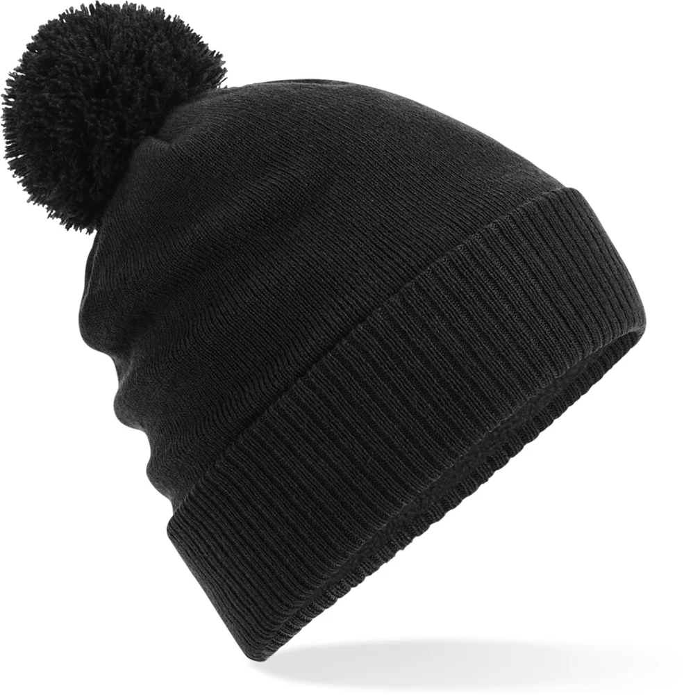 Wasserabweisende Strickmütze mit Pompon