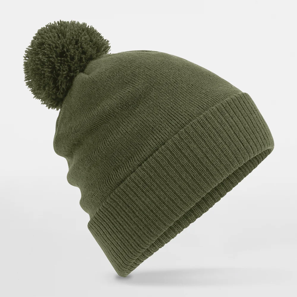 Wasserabweisende Strickmütze mit Pompon